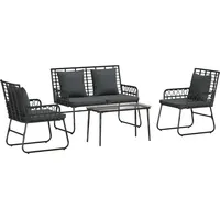 VidaXL Gartenmöbel Set mit Kissen 4 pcs Schwarz und