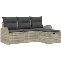 VidaXL Sofa Set 4-tlg. hellgrau Polyrattan
