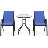 Costway 3-teiliges Balkonmöbel-Set, Bistrotisch mit 2 stapelbaren Stühlen, Bistroset,