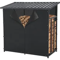 Casa.pro Brennholzregal Yakutat Schwarz 145x143x70 cm
