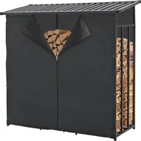 Casa.pro Brennholzregal Yakutat Schwarz 185x180x70 cm