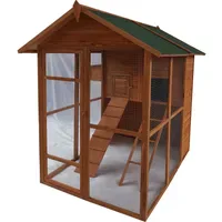 Hti-Living Grosses Hühnerhaus mit Freilaufgehege für 6 - 8