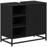 VidaXL Badezimmer Waschbecken Schrank mit Regal Schwarz Eichen-Optik vidaXL