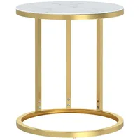 VidaXL Beistelltisch Golden und Weiße Marmor-Optik 45 cm Hartglas