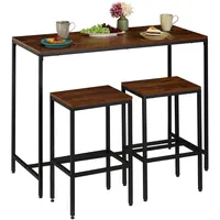 Relaxdays Bartisch Set, mit Hockern, Esstisch HBT: 90 x