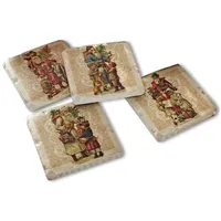 Loberon Untersetzer 4er Set Cantois, Unterschiedliche Historische Weihnachtsmotive, rutschfeste