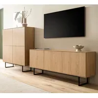 Furn.design WOHNWAND Stone Eiche, Wohnkombination 2-teilig 280 cm, mit