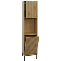 Mendler Hochschrank HWC-O42, Badschrank Badregal Badezimmer Schrankfächer Wäschekorb, MDF