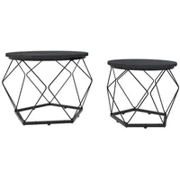 Coemo Beistelltisch Schwarz Metall mit Holzplatte