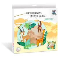 Ursus Diamond Painting Laternen-Bastelset Safaritiere 20 x 18,7 x
