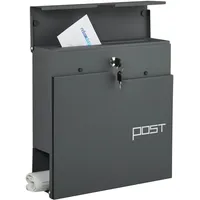 Relaxdays Briefkasten Anthrazit inkl. Zeitungsfach