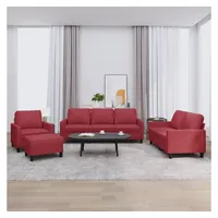 VidaXL 4-tlg. Sofagarnitur mit Kissen Weinrot Kunstleder