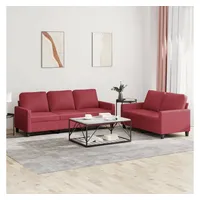 VidaXL 2-tlg. Sofagarnitur mit Kissen Weinrot Kunstleder