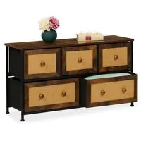 Relaxdays Kommode 5 Schubladen Rattan-Optik 0 x 0 x