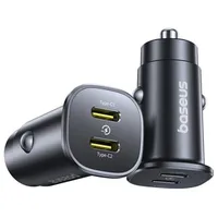 Baseus GoTrip 2 x USB-C 30W Autoladegerät - Schwarz