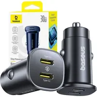 Baseus GoTrip 2 x USB-C 30W KFZ-Ladegerät Schwarz
