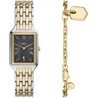 Fossil Quarzuhr FOSSIL "RAQUEL", gold (edelstahlfarben, goldfarben, grau), Armbanduhren,