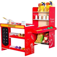 Vevor Kinder-Lebensmittelladen-Spielset, Holz-Spielladen mit Einkaufstasche,Scanner, Registrierkasse, Obst und Gemüse,