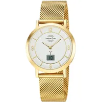 Master Time MTLA-10949-12M Damen-Funkuhr Advanced Mesh-Band Goldfarben