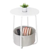 Relaxdays Beistelltisch, Runder Couchtisch, mit Stoffkorb, HD: 50x40 cm,