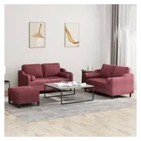 VidaXL 3-tlg. Sofagarnitur mit Kissen Weinrot Stoff