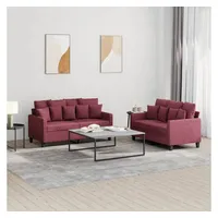 VidaXL 2-tlg. Sofagarnitur mit Kissen Weinrot Stoff