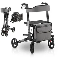 Juskys Aluminium Rollator Vital mit Sitz grau