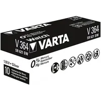 Varta Silberoxid-Knopfzelle 364, Batterie - silber, 10 Stück