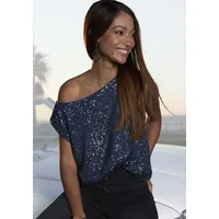 LASCANA Paillettenshirt Damen dunkelblau Gr.40/42