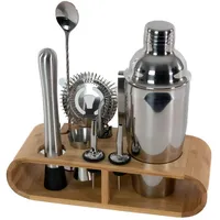 Intirilife Cocktail-Shaker Set 12-tlg. mit Bambus-Ständer 10,5 x 25,5