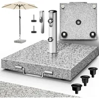 Tillvex tillvex® Granit Sonnenschirmständer mit Rollen & Transportgriff Grau
