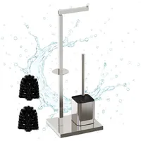 Relaxdays WC Garnitur aus Metall Schwarz,Silber