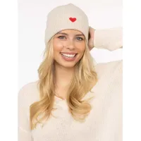 Zwillingsherz Beanie with Heart-Patch hellbeige
