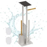 Relaxdays WC Garnitur, HBT: 65x21x18 cm, stehender Klopapierhalter, Klobürste,