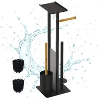 Relaxdays WC Garnitur, HBT: 65x21x18 cm, stehender Klopapierhalter, Klobürste,