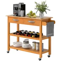 Costway Küchenwagen Holz Küchenschrank mit Rollen Natur 116 x