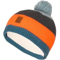 TROLLKIDS Gryllefjord Bommelmütze Stormy Blue/Black/Flame Orange Gr. 48-52