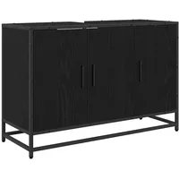 VidaXL Badezimmer Waschbecken Schrank mit Regal Schwarz Eichen-Optik