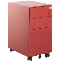 Beliani Aktenschrank, rot Metall, 3 Schubladen, 30x60x50 cm