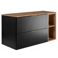Rodan Waschbeckunterschrank, Eiche, Schwarz, Holzwerkstoff, 100x57x46 cm, Badezimmer, Badezimmerschränke,