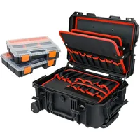 HMF 15604-02 Outdoor Werkzeugtrolley, Werkzeugkoffer leer mit Rollen, 46,5