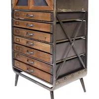 MCW Hochschrank MCW-F91, Apothekerschrank Wohnzimmerschrank, Industrial Tanne Holz Metall