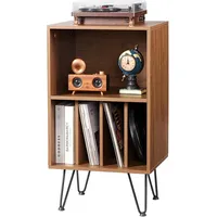 Vevor Schallplattenaufbewahrung 3-stufiger Plattenspielerständer, Aufbewahrungsschrank mit Metallbeinen für Vinyl-Schallplatten