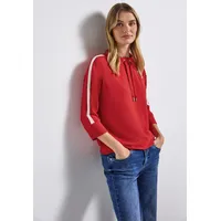 STREET ONE Kapuzensweatshirt Ottoman Shirt mit Tape Rot 42