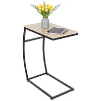 Relaxdays Beistelltisch in C-Form Hellbraun,Schwarz