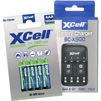 XCell Ladegerät BC-X500 + 4x AAA XCell Rechargeable 1000
