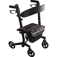 RIDDER Rollator Comfort Plus leicht schwarz zusammenklappbar mit Tasche