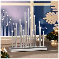 Melitec LED Weihnachtsbeleuchtung SL31-1, Chrom-Matt, mit 17 austauschbaren LED-Leuchtstäben,