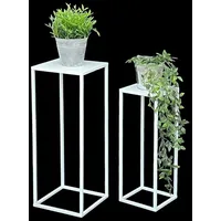 DanDiBo Ambiente DanDiBo Blumenhocker Metall Weiß Eckig Blumenständer Beistelltisch