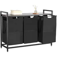 Vevor Wäschekorb Wäschesammler mit Holztischplatte, Wäschesortierer mit 3 ausziehbaren